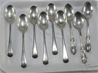 9 STERLING COFFEE SPOONS