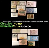 Group of 8 Early 1900's WWI German Hyperinflation