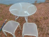 Glass Top Patio Table With 2 End Stands