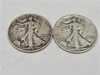 2- 1941 S Walking Liberty Half Dollar Silver Coins