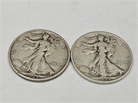 1934 S & 1934 Walking Liberty Half Dollars