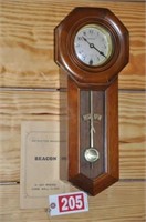 Beacon 31-day winding chime wall clock w/ key