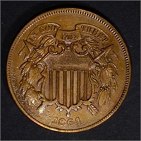 1864 2-CENT PIECE, AU
