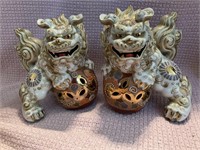Pair Ceramic Foo Dogs