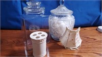 To large vintage glass jars with lids.