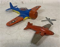 lot of 2 Hubley Kiddietoy Metal Airplanes