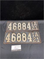 1921 Iowa License Plates