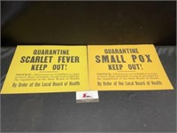 Vintage Small Pox and Scarlet Fever Quarantine