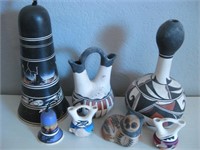 Assorted Hand Painted Pottery As Shown Tallest 11"