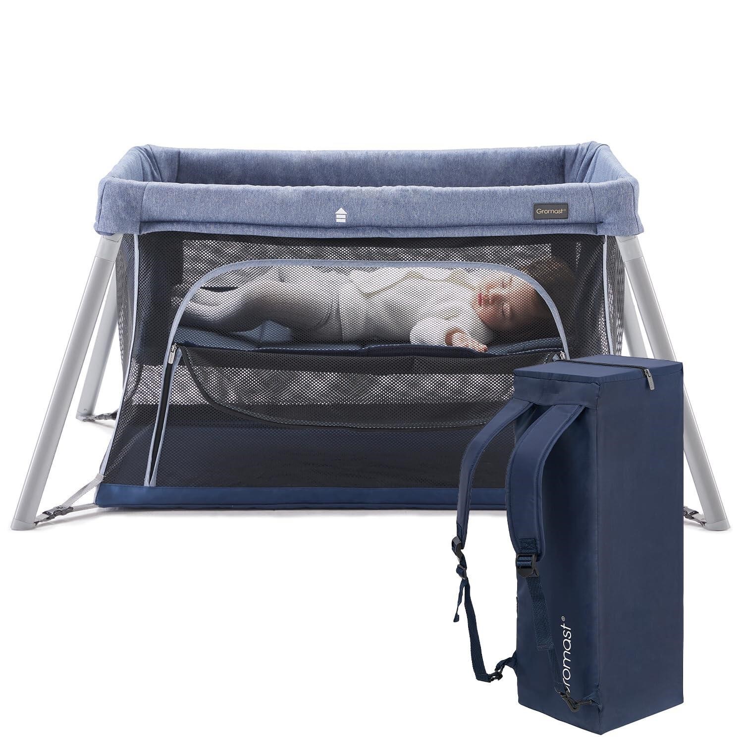 Gromast Travel Crib for Toddler, 2 in 1 Portable C