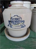 No Spill White Hall pottery works chicken waterer