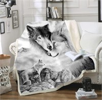 New Home Gray Wolf Blanket Comfort Warmth Soft