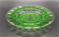 GREEN DEPRESSION GLASS BUTTER DISH BOTTOM