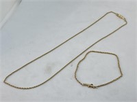 14kt Gold Necklace & Bracelet Hallmarked