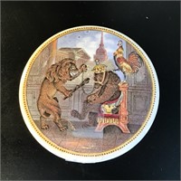 F & R PRATT POT LID 'BEAR, LION & COCK' c1850