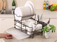 2 Tier Dish Drying Rack Set of 4 with Drainboard