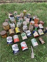 LARGE LOT OF MOTOR OIL CANS TEXACO/WOLFS HEAD