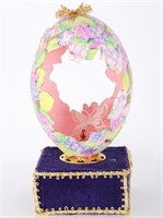 DECORATED RHEA EGG BUTTERFLY MUSIC BOX
