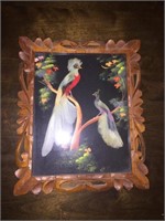 MEXICAN FEATHER ART ON BEAUTIFUL WOOD FRAME, FEATH