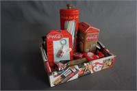Coke Ad Decoupage Tray with Coke Collectibles