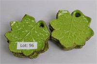 Ceramic Green Leaf Plates / Saucers / ~8 Qty