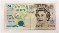 Bank of England 5 Pound Note, 1990