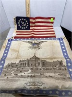 1776-1876 Centennial Expo Textile & 12 x 18 World