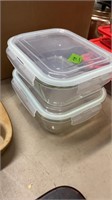 2 GLASS SNAP LID CONTAINERS