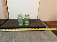 1930's green uranium glass S&P shakers