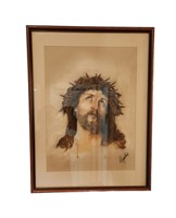 Jesus Crucifixion by Popalis - Glass Framed