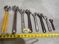 (8) Various Size and Brand Adjustable Wrenches