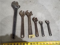 (6) Various Size & Brand Adjustable Wrenches