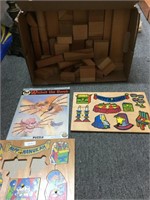 Lot of puzzles and blocks