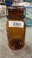 Vintage, Trademark lightning amber glass jar