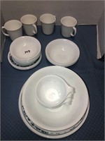 Corelle dishes and 4 Corning cups