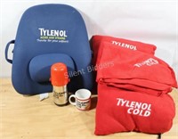 Tylenol Cold Thermos, Back Rest, Blankets