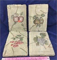 Four Wall Mounted Fruit Plaques