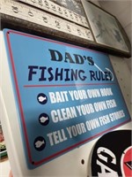 METAL DAD'S FISHING RULE SIGN