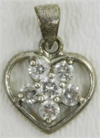 Sterling Silver Heart Shaped Pendant with 6