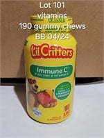 BB 4/24 Children Vitamins LIL CRITTERS PK/190