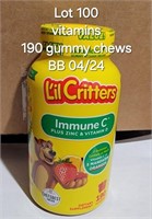 BB 4/24 Children Vitamins LIL CRITTERS PK/190