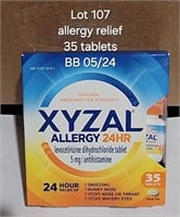 BB 5/24 Allergy Relief Tablet XYZAL PK/35