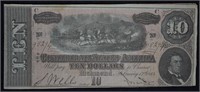 1864 Confederate $10 Civil War