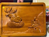 LARGE WOOD CARVING OF MOOSE