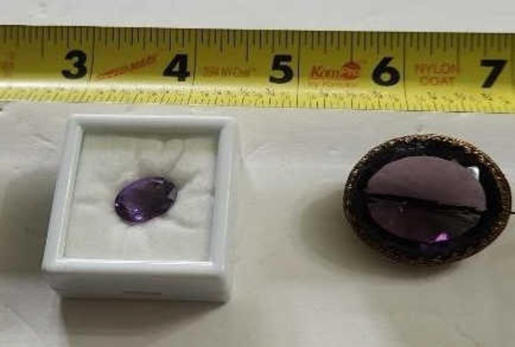 Antique Amethyst color Brooch and loose stone