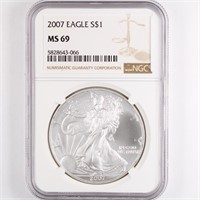 2007 Silver Eagle NGC MS69
