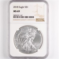 2018 Silver Eagle NGC MS69