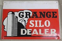 "Grange Silo Dealer" painted steel sign, 1 side,