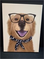 Golden Retriever w/Glasses Painting