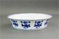 Chinese Blue & White Porcelain Lobed Bowl Xuande